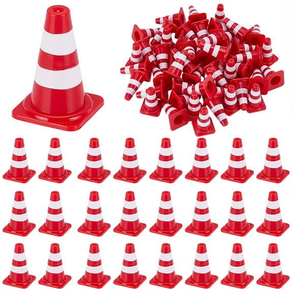 50Pcs Display Roadblock Decorations Micro Landscape Dollhouse Accessories Pretending Prop Decorations Red 16x16x24mm