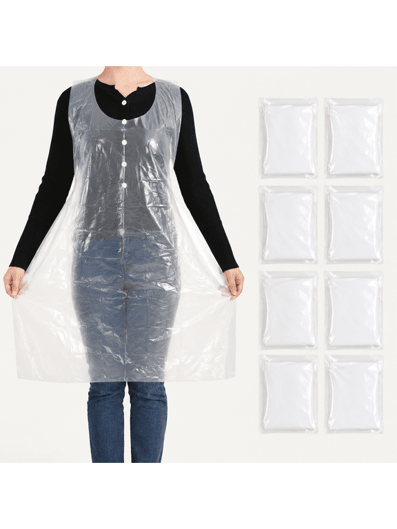 50Pcs Disposable Aprons for Adults Waterproof Plastic Clear Smocks