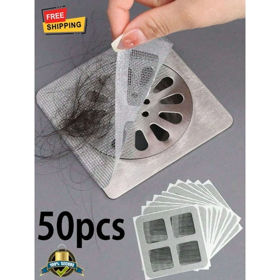 50Pcs Disposable Drain Hair Catcher - Shower & Bathtub Filter Stickers