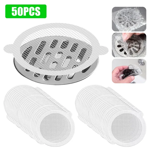 50Pcs Disposable Shower Drain Hair Catcher Mesh Filters Sink Strainer Stickers