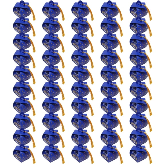 50Pcs Doctoral Hat Shaped Candy Boxes with Tassel, Foldable DIY Gift Boxes for Adult Celebration, Thank You Party Favor, Desk Organizer, Pantry Storage, and Craft Project