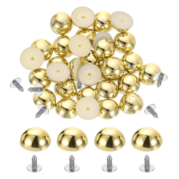 50Pcs Dome Studs, 10mm Plastic Round Mushroom Flat Back Rivets, Gold