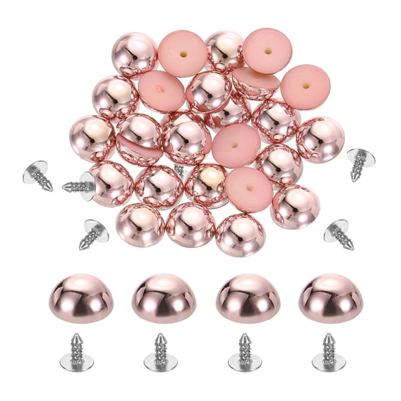 50Pcs Dome Studs, 10mm Plastic Round Mushroom Flat Back Rivets, Pink