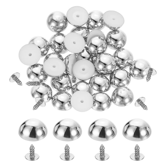 50Pcs Dome Studs, 10mm Plastic Round Mushroom Flat Back Rivets, Silver
