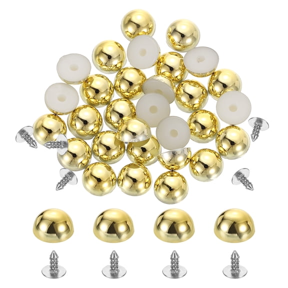 50Pcs Dome Studs, 6mm Plastic Round Mushroom Flat Back Rivets, Gold