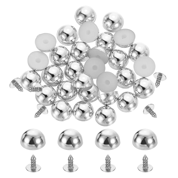 50Pcs Dome Studs, 6mm Plastic Round Mushroom Flat Back Rivets, Silver