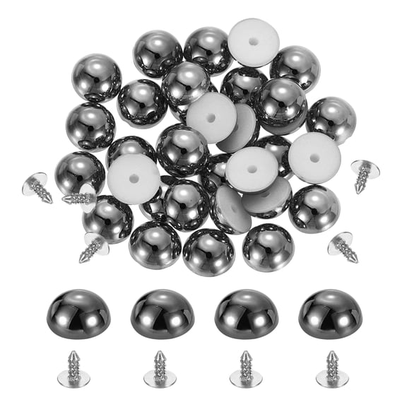 50Pcs Dome Studs, 8mm Plastic Round Mushroom Flat Back Rivets, Dark Gray