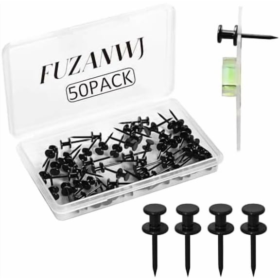 50Pcs Double Headed Picture Hanging Nails, Thumb Tacks for Wall Hanging, Picture Hangers, Renter Friendly Decor Picture Hanging Kit for Drywall or Wooden Wall Home Office Photo Decorations