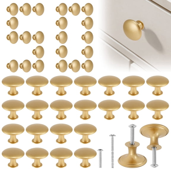 50Pcs Drawer Knob Set Zinc Alloy Cabinet Handles Rustproof Gold Dresser Knobs with Screws Decorative Drawer Pull Handle Furniture Knobs for Kitchen Cabinets Drawer Dresser
