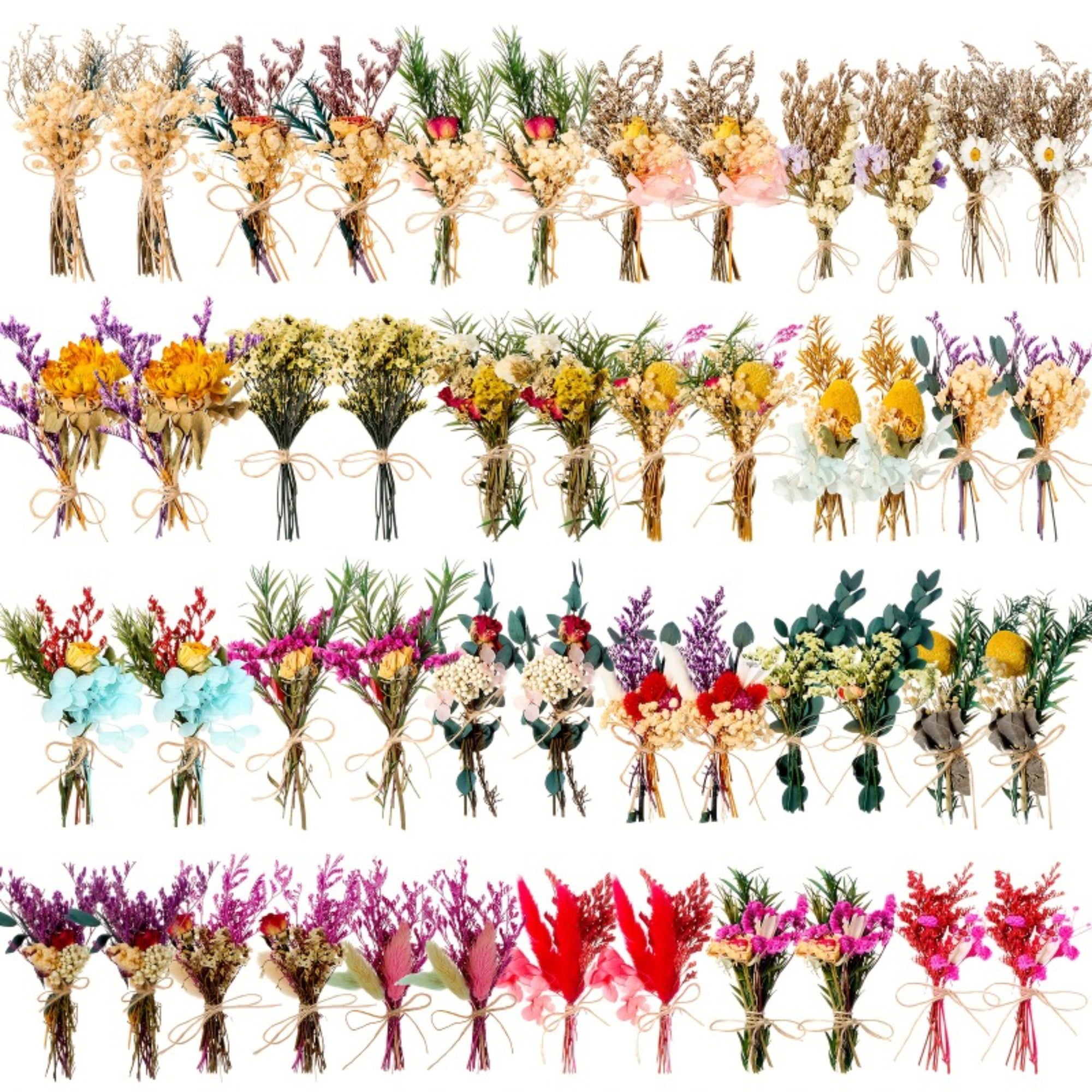 50Pcs Dried Flowers, Dried Flower Bouquet, Dry Flowers, 6 inch, Wildflowers Material, Multi-colored, Dried Flowers for Vase, for Home Decor, DIY Crafts, Wedding, Party Decor