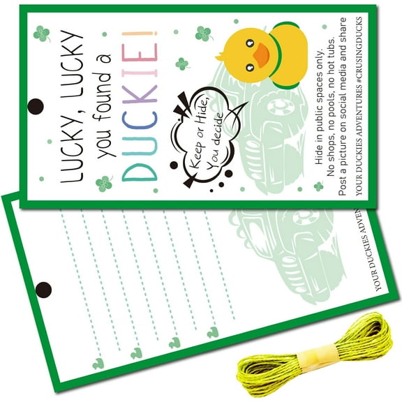 50Pcs You've Been Ducked Tags Cruising Rubber Duck Tag Cruise Duck Duck Tag Double Sided Duck Tag with Hole Twine for Car Jeep Party 2x3.5Inch-Lucky Lucky You Found a Duckie Keep or Hide for DIY Car