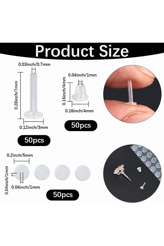50Pcs Earring Sleeves and 50Pcs Ear Nuts and 50Pcs Silicone Piercing Discs for Piecing Bump Stabilizer Protector Covers