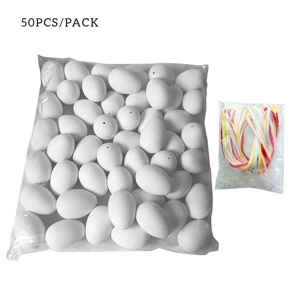 50Pcs Easter Eggs Plastic Fake Eggshell Simulation DIY Graffiti Egg Toy