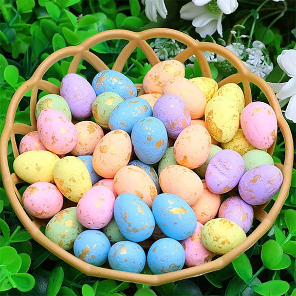 50Pcs Easter Foam Mini Eggs, 3 X 1.7Cm Colorful Cartoon Easter Egg Decorations For Teens & Easter Party Favors, Table Centerpieces, Basket Fillers