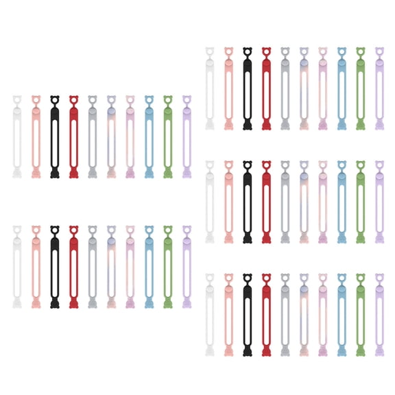 50Pcs Elastic Silicone Cord Ties Multipurpose Wire Managements Reusable Travel Cord Organizers Reusable Cable Ties