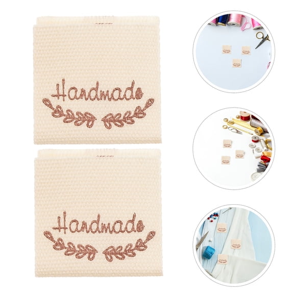 Alasum 50-Pack Washable Cloth Labels for Sewing, Crafts, and Handmade Bag Decorations in Beige Color