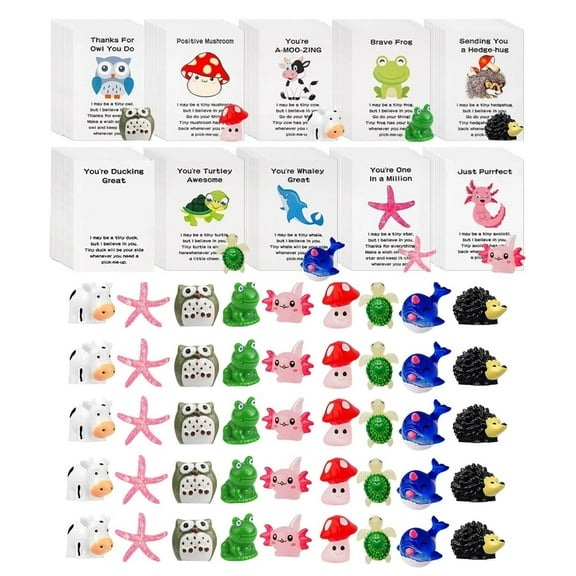 50Pcs Employee Appreciation Gifts Bulk, Appreciation Gifts for for Coworkers, Thank You Staff Office Volunteer Teachers Appreciation Bulk Gifts, Cute Mini Resin Gifts with Inspirational Note Cards