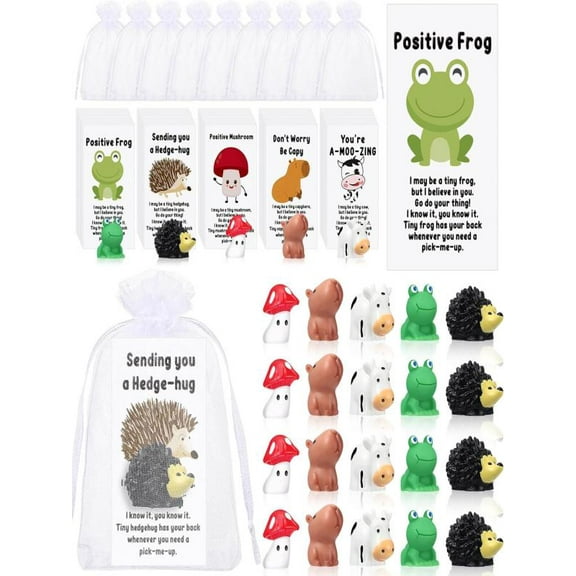 50Pcs Employee Thank You Cards,Inspirational Positive Resin Gift with Positive Cards, Resin Animal Pun Motivational Notes Bulk Appreciation Gifts for Coworkers,Office Staff, Teachers