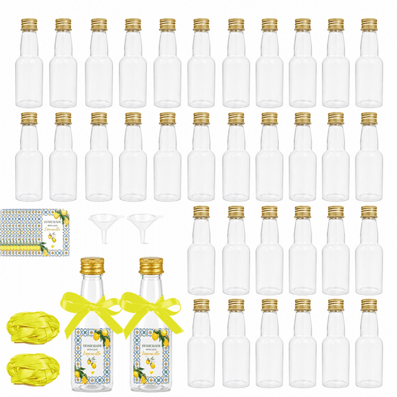 50Pcs Empty Limoncello Plastic Bottles Lemon Stickers Wedding Holy Communion Party Favors
