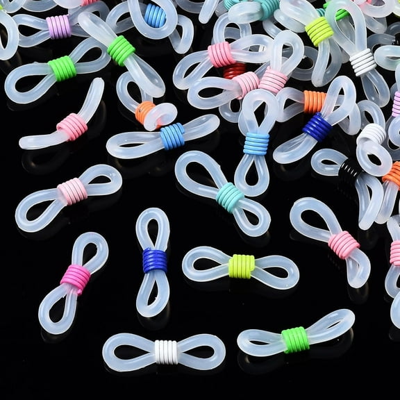 50Pcs EyeGlass Holders Eyeglasses Chain Connector with Spray Painted Iron Findings for Men Women Sports Glasses Sunglasses Reading Glasses Eyewear Accessories Mixed Color 22x7.5mm