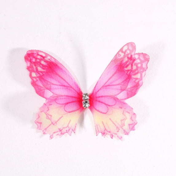 50Pcs Fashion Gradient Color Translucent 3D Clothes Sewing Patch Organza Fabric Butterfly Appliques Simulation Mesh Butterfly Patch Chiffon Butterfly Embroidered Patches 05