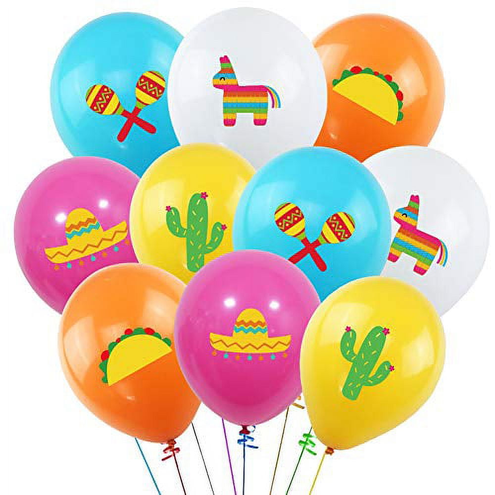 K KUMEED 50Pcs Fiesta Taco Party Balloons For Cinco De Mayo Mexican Carnivals Festivals, Wedding Birthday Baby Shower Party Decorations