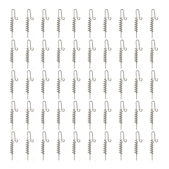 50Pcs Fishing Baits Screw Needle Spring Lock Stitches Spring Fixed Needle Crank Hooks Soft Lures Keeper Crank Hook Pin