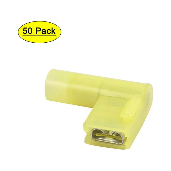 50Pcs Flag Crimp Terminals Female Nylon Fully Insulated Wire Connectors Yellow