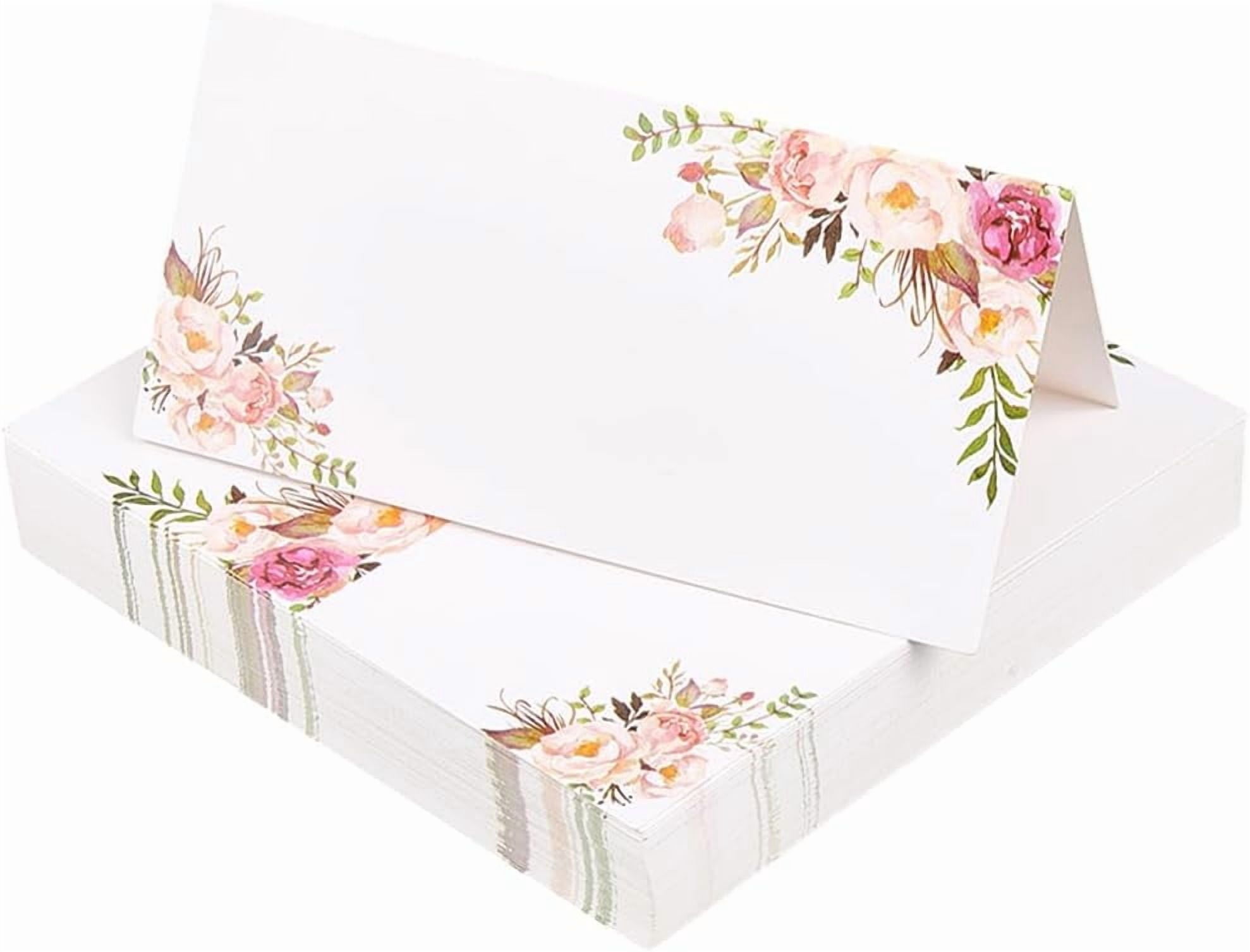 50Pcs Floral Place Cards Foldable Name Cards 3.9 x 2 Inch Blank Paper ...