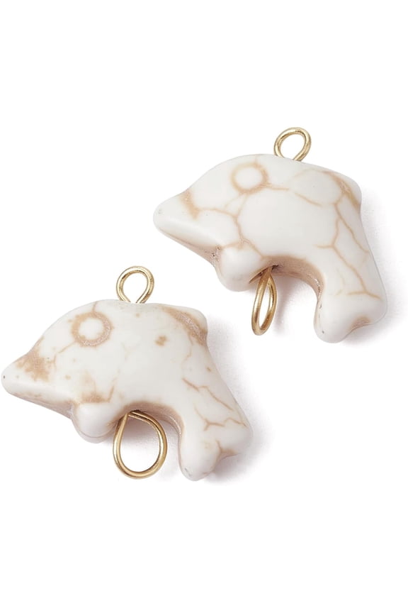 50Pcs Floral White Connector Charms Double Loops Dolphin Links Jewelry Pendant Charms for DIY Earrings Bracelets Jewelry Making Findings 15~16x20x6.5~7mm Hole: 2mm and 3.5mm diy