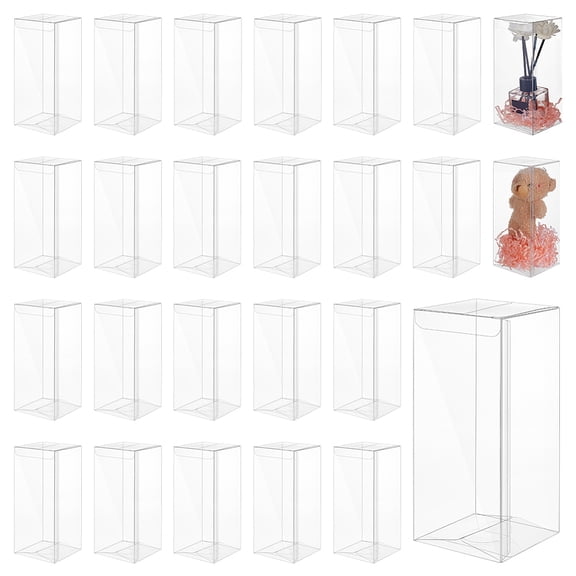 50Pcs Foldable Transparent PVC Boxes for Craft Candy Packaging Wedding Party Favor Gift Boxes Rectangle Clear 16x7.05cm