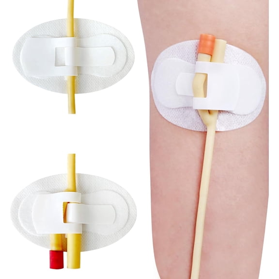 50Pcs Foley Catheter Stabilization Device - Secure Urinary Leg Bag Holder with Adhesive Hook & Loop Fixing, Breathable & Comfortable Catheter Tube Holder for Men, Free Clip Included