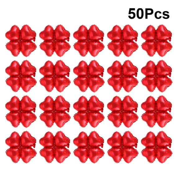50Pcs Four Leaf Clover Balloons for Birthday Wedding Party Decors Photo Props-Red