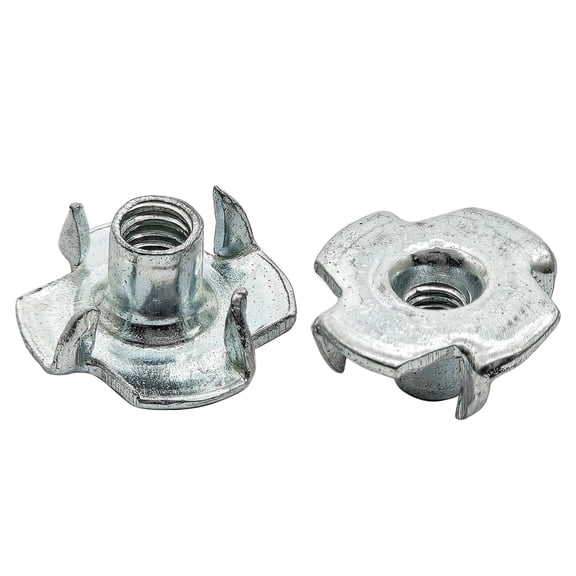 50Pcs Four Pronged Nuts,Zinc Plated Carbon Steel Four Pronged Tee Nut for Wood,Rock Climbing Holds,Cabinetry,Furniture(M4)
