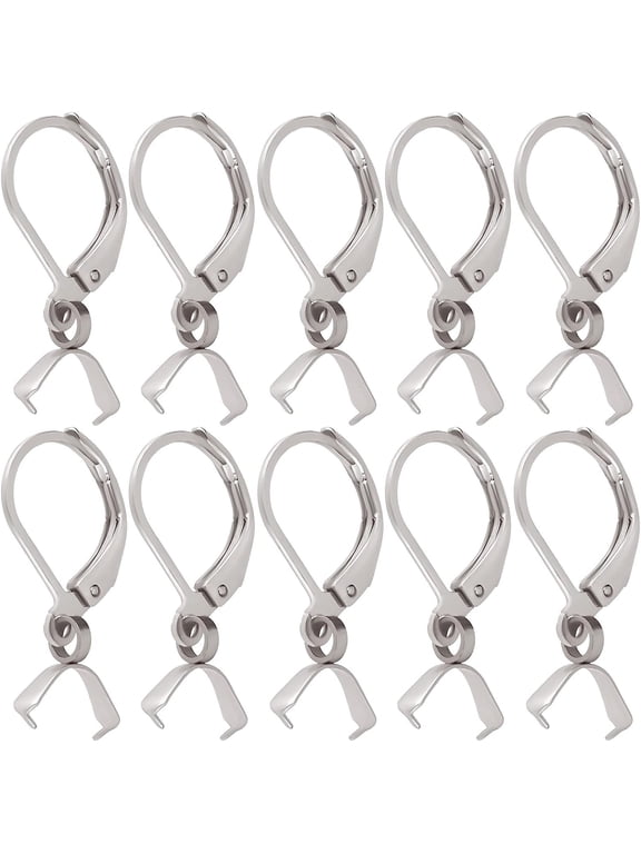 50Pcs French Earring Hooks Stainless Steel Leverback Earring Findings with Pendant Bails Silver Earring Supplies for Jewelry Making