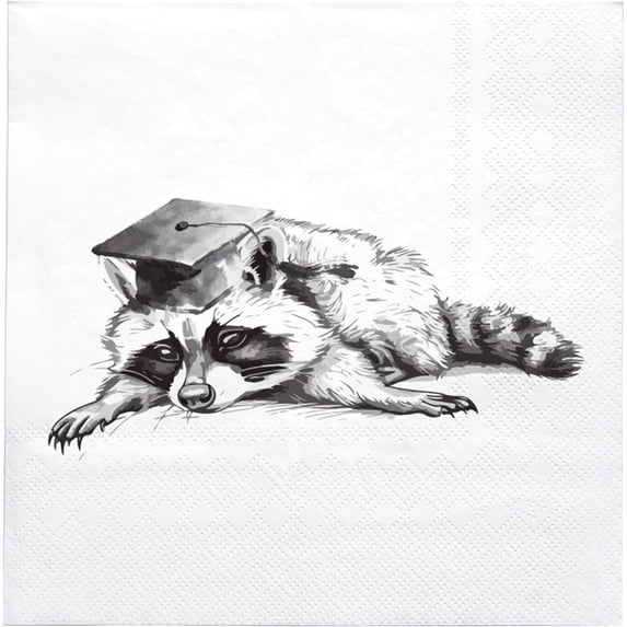 Grac Cap 50Pcs Funny Graduation Party Paper Napkins, Funny Raccoon Graduation ...