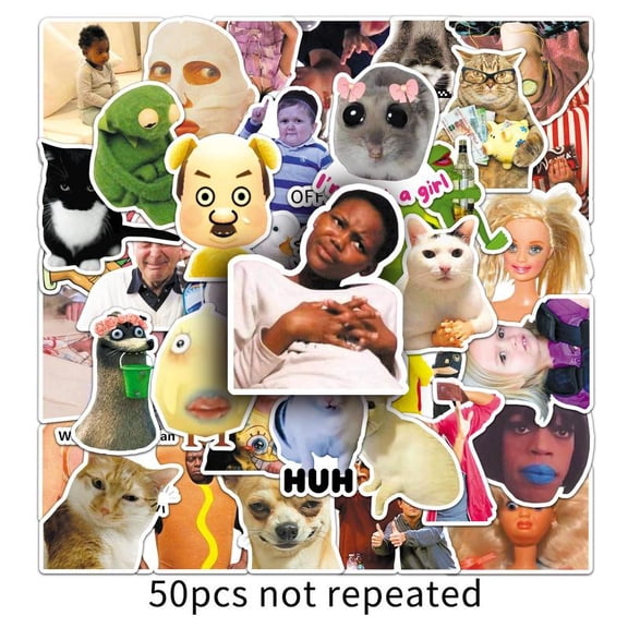 50Pcs Funny Meme Vinyl Stickers, Waterproof Fade-Resistant Detachable Decals for Cars, Phones, Laptops, Water Bottles and Adult DIY Collage