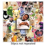50Pcs Funny Meme Vinyl Stickers, Waterproof Fade-Resistant Detachable Decals for Cars, Phones, Laptops, Water Bottles and Adult DIY Collage