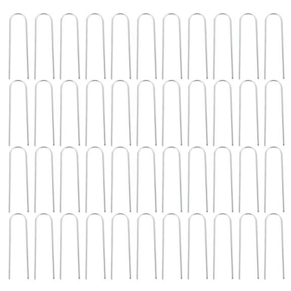 LITINKIMI Galvanized Ground Anchors U-Shaped Garden Nails Silver 50 Pcs 15x4.5in