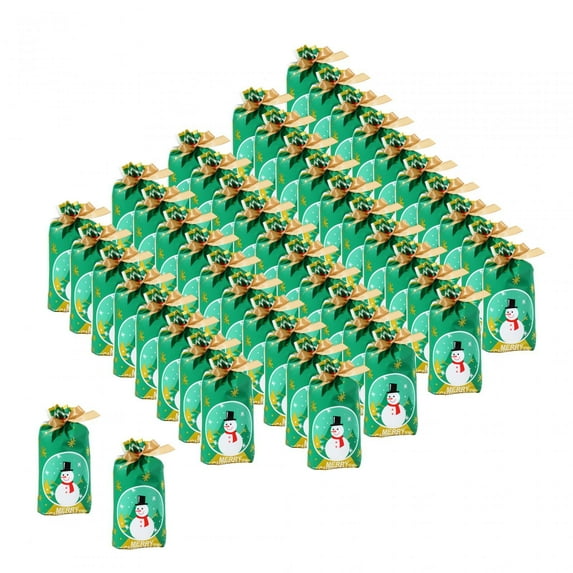 50Pcs Gift Bags Gift Wrapping Bags Christmas Present Bags Xmas Party Favors Reusable Christmas Theme Storage Bags Cookie Bags Style C