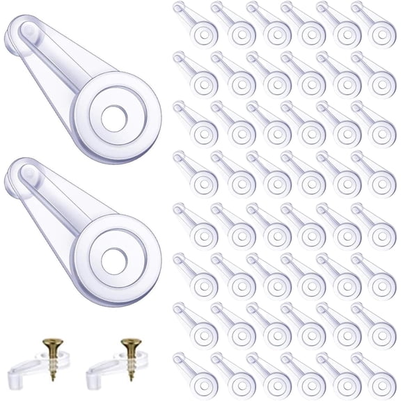 50Pcs Glass Retainer Clips Kit, Clear False Front Cabinet Clips with Screws, Plastic Cabinet Glass Retainer for Fixing Offset Clear Door