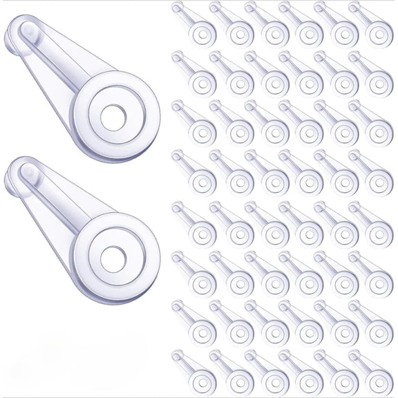 50Pcs Glass Retainer Clips Kit, Clear False Front Cabinet Clips with Screws, Plastic Cabinet Glass Retainer for Fixing Offset Clear Door