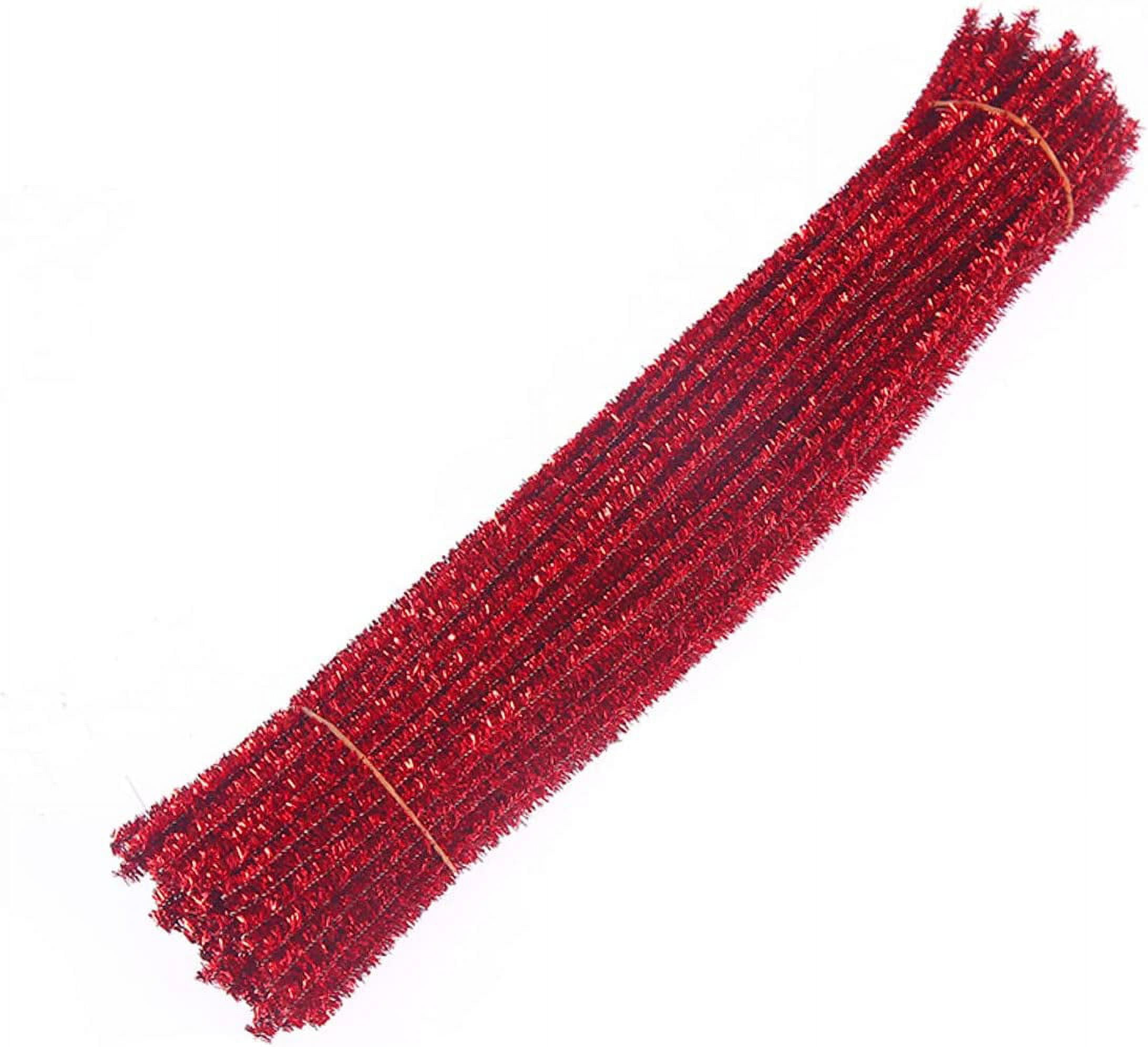 20 Pipe Cleaner Stems: 6mm Chenille Red (50)