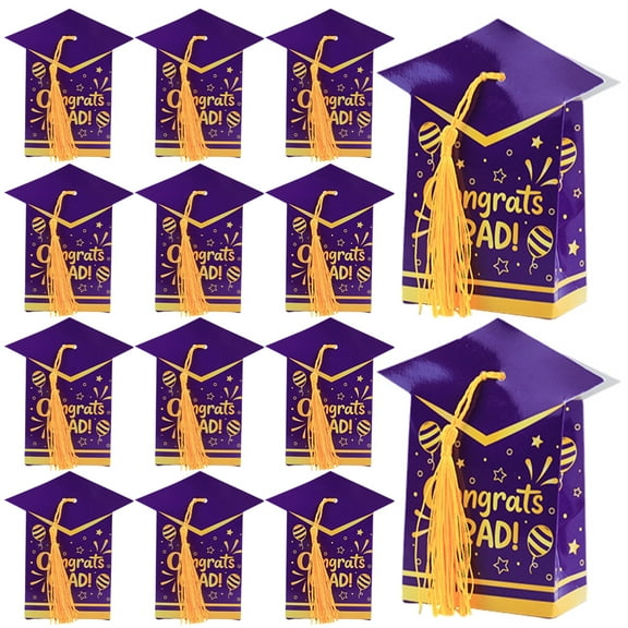 50Pcs Graduation Chocolate Candy Boxes with Tassels Graduation Treat Box Graduation Centerpieces Graduation Cap Gift Box Graduation Party Favors Purple