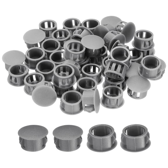 50Pcs Gray Hole Plugs, 15mm / 0.59" Plastic Snap in Locking Screw Hole Cover Flush Mount Panel Plugs for Chair / Table / Furniture Cabinet