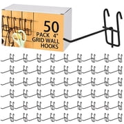 50Pcs Grid Wall Hooks, Black Gridwall Hooks for Hanging, 4 Inch Stainless Steel Mesh Panel Hooks for Garage Wall Organizer and Vendor Display, Easy Installation and Sturdy Design Shelf Hooks
