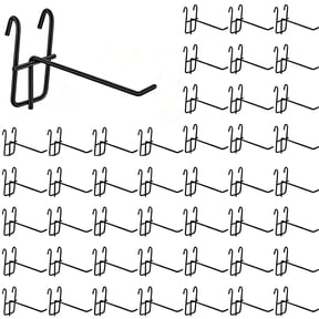 50Pcs Grid Wall Hooks, Black Gridwall Hooks for Hanging, 4 Inch Stainless Steel Mesh Panel Hooks for Garage Wall Organizer and Vendor Display, Easy Installation and Sturdy Design Shelf Hooks