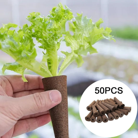 50Pcs Grow Sponges Conical Seed Pod Replacement Root Plugs For Indoor Hydroponic Garden System(Brown-1.9In)
