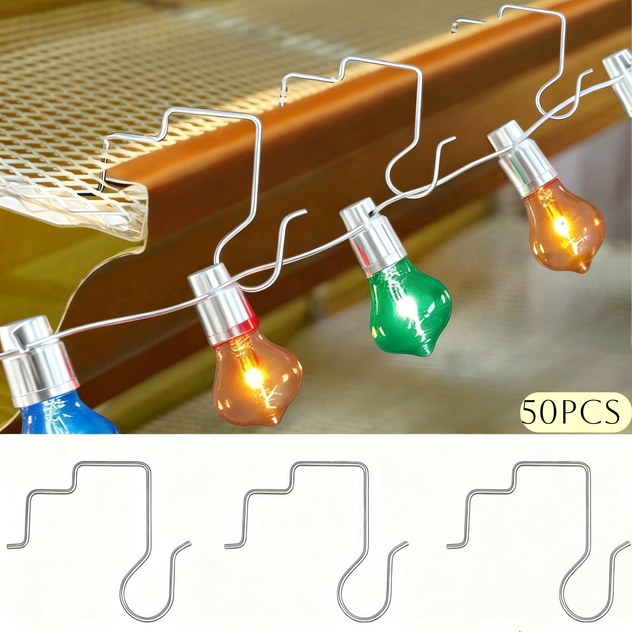 Gutter Screen Light Clips 50Pcs Gutter Clips for Hanging Outdoor Lights, Stainless Steel Gutter ...