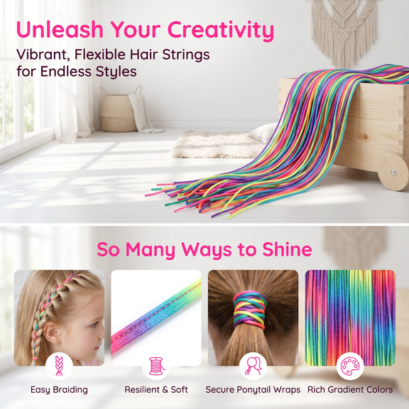 50Pcs Hair Braids Assorted Gradient Colorful Braided Hair Rope Band Set For Ponytail Braids Women Girl Diy Braid Hair Styling Accessories Wraps-Gradient Model